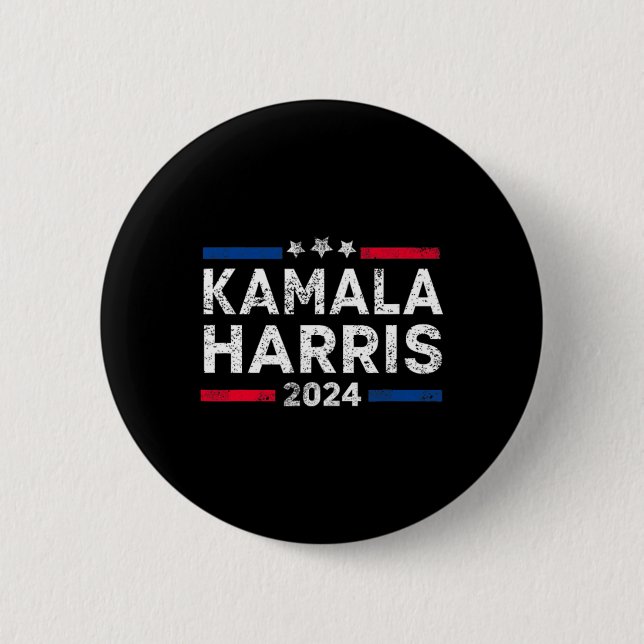 Harris 2024 For President Campaign Us Flag 2 Side  Button (Front)
