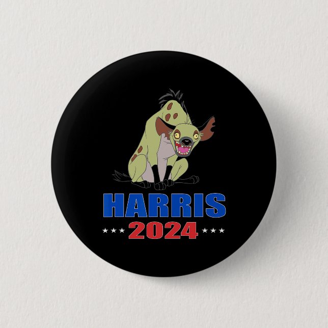 Harris 2024 Funny Hyena  Button (Front)