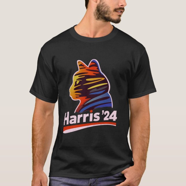 Harris 2024 Kamala Cat Lady Childless Cat Lady For T-Shirt (Front)
