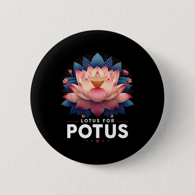 Harris 2024 Lotus For Potus Trending President  Button (Front)