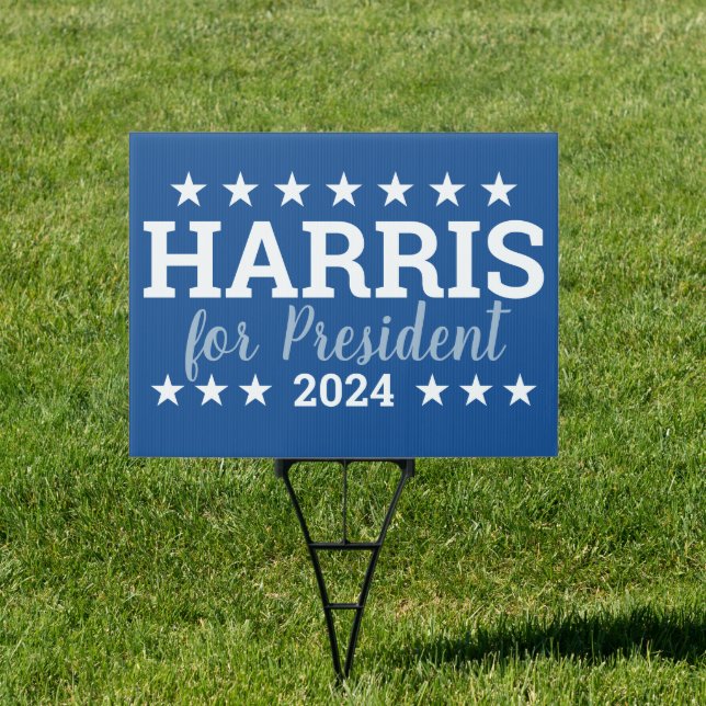 Harris 2024 - modern script with stars blue sign (Insitu)