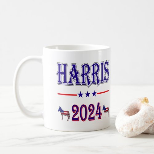 Harris 2024 Pres Democrat Donkeys USA Flag Coffee Mug