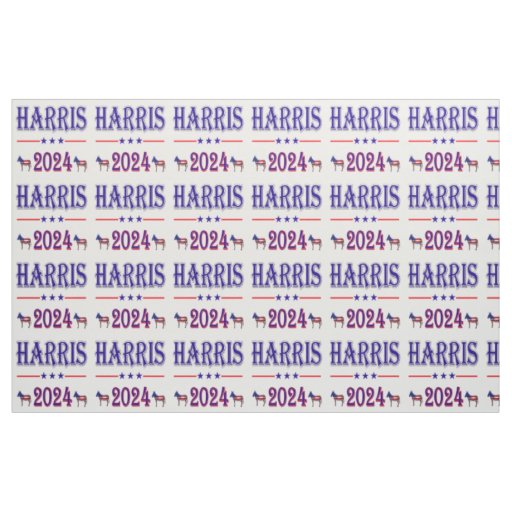 Harris 2024 Pres Democrat Donkeys USA Flag Fabric