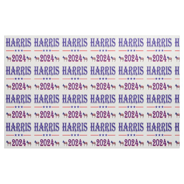 Harris 2024 Pres Democrat Donkeys USA Flag Fabric (Fat Quarter)