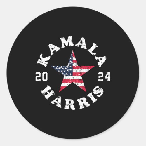 Harris 2024 President American Flag Vote Kamala  Classic Round Sticker