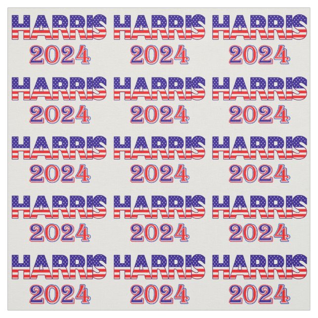 Harris 2024 President Democrat USA Flag Text Fabric (Swatch)