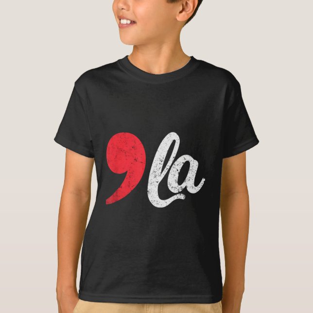Harris 2024 President Distressed Comma La Funny  T-Shirt (Front)