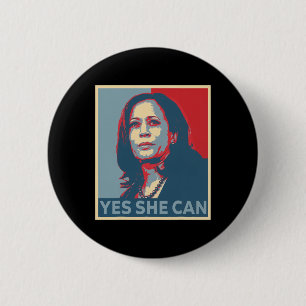 Harris 2024 President Election Kamala Yes She Can Button