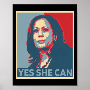 Harris 2024 President Election Kamala Yes She Can  Poster