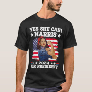 Harris 2024 President Election Kamala Yes She Can T-Shirt
