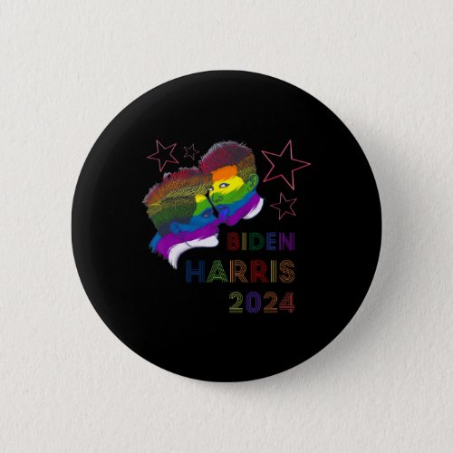 Harris 2024 Rainbow Flag Gay Pride Lgbt Democrat 2 Button