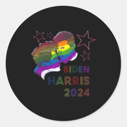 Harris 2024 Rainbow Flag Gay Pride Lgbt Democrat 2 Classic Round Sticker