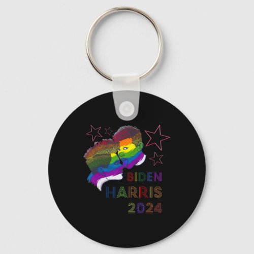 Harris 2024 Rainbow Flag Gay Pride Lgbt Democrat 2 Keychain