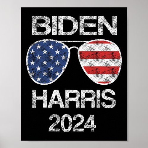 Harris 2024 Retro Vintage American Flag Sungles  Poster