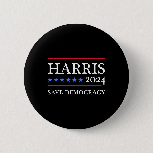 Harris 2024 Save Democracy For President 2024  Button (Front)