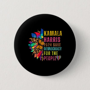 Harris 2024 Save Democracy For The People Sunflowe Button