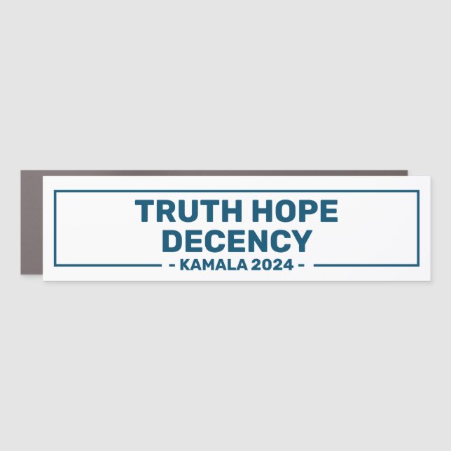 Harris 2024 Truth Hope Decency Car Magnet (Front)