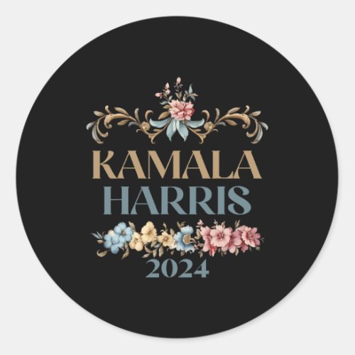 Harris 2024 Vintage Floral Women Harris President  Classic Round Sticker