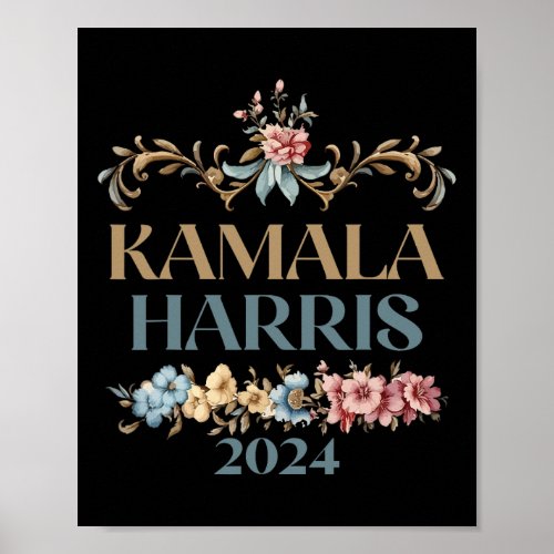 Harris 2024 Vintage Floral Women Harris President  Poster