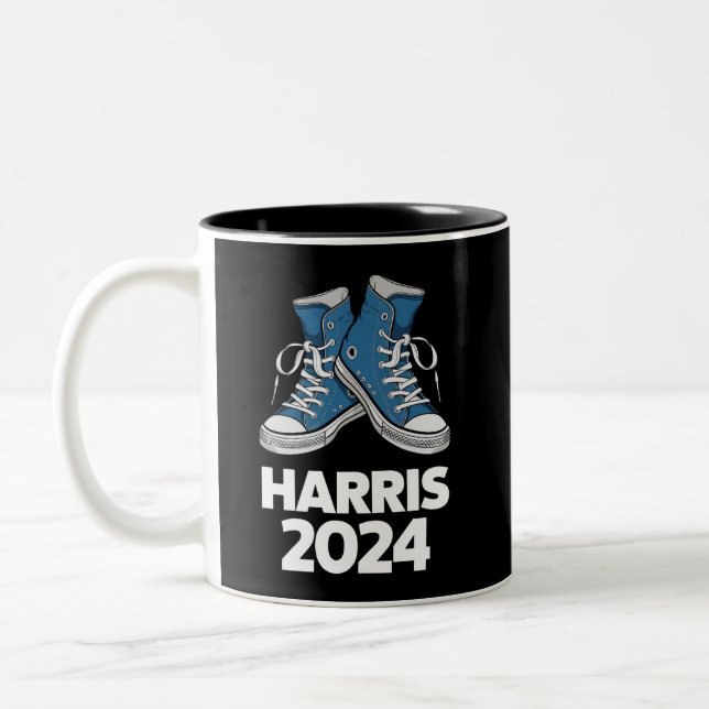 HARRIS 2024 Vote President Kamala Election Sneaker Two-Tone Coffee Mug (Left)