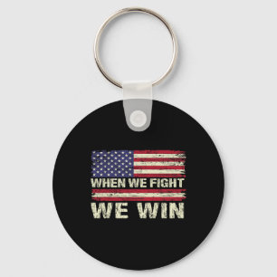Harris 2024 When We Fight We Win Dnc America Flag  Keychain