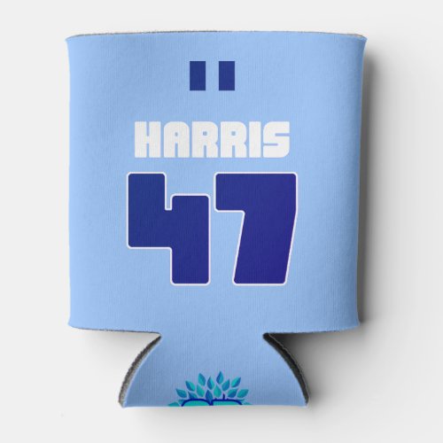 Harris 47 Bold Blue  White Jersey Can Cooler