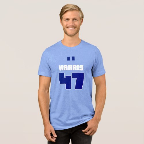 Harris 47 Bold Blue  White Jersey Tri_Blend Shirt