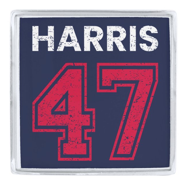 Harris 47 I - Kamala Harris For President Silver Finish Lapel Pin (Front)
