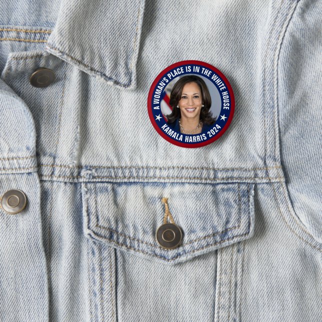 Harris A WOMAN'S PLACE IS IN THE WHITE HOUSE Button (In Situ)