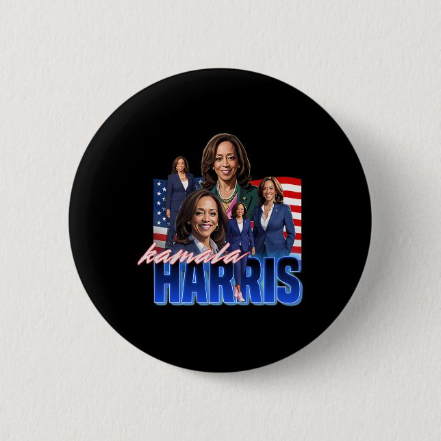 Harris American Flag Bootleg  Button (Front)