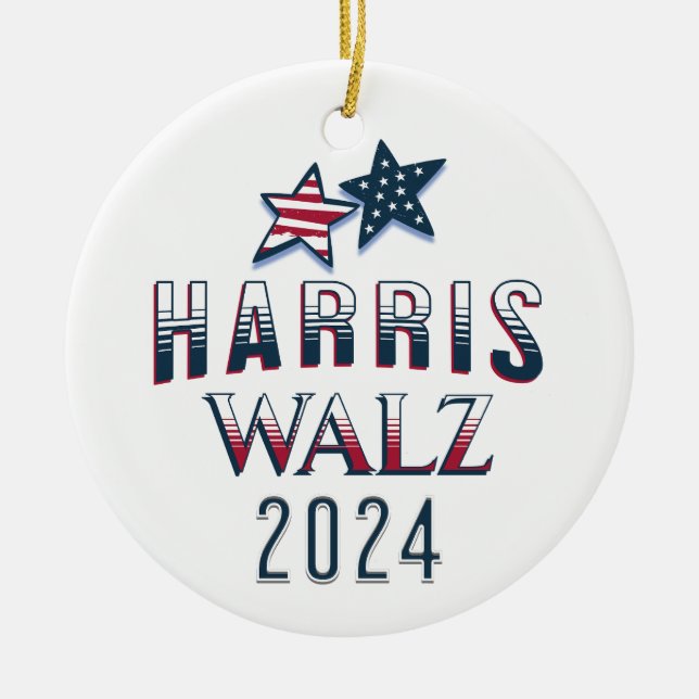 Harris and Walz 2024 Ceramic Ornament (Front)