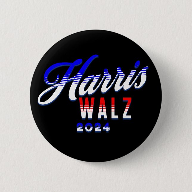 Harris and Walz Democrat POTUS 2024   Button (Front)