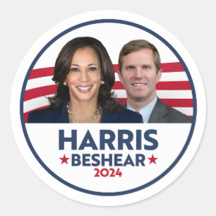 HARRIS BESHEAR 2024 CLASSIC ROUND STICKER