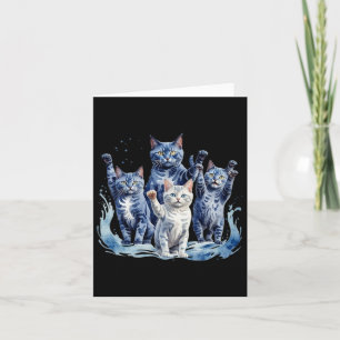 Harris Blue Cats Wave - Funny For Cat Owners 1  Card