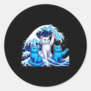 Harris Blue Cats Wave Funny For Cat Owners Kamala Classic Round Sticker