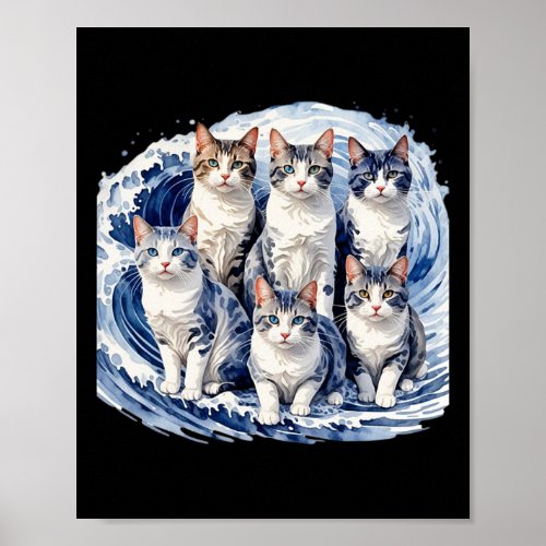 Harris Blue Cats Wave _ Funny For Cat Owners  Poster