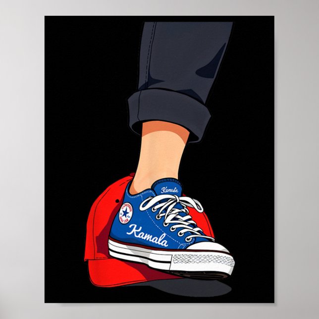 Harris Blue Stepping On Red Mega Hat  Poster (Front)