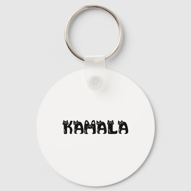 Harris Cat Lettering Positive Funny 2024 Election  Keychain (Front)