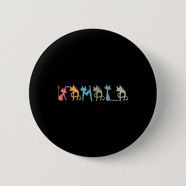Harris Cat Lettering Positive Funny  Button (Front)