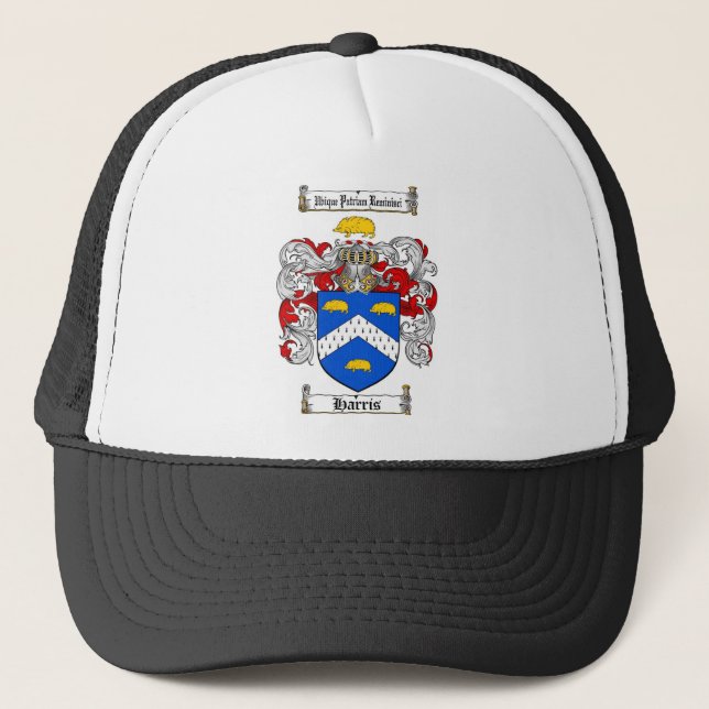 HARRIS FAMILY CREST -  HARRIS COAT OF ARMS TRUCKER HAT (Front)
