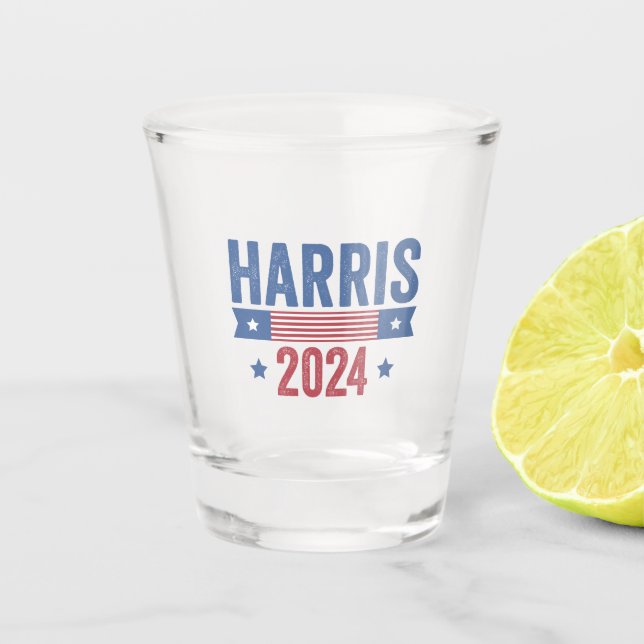 Harris For President Election Democrats American  Shot Glass (Front)