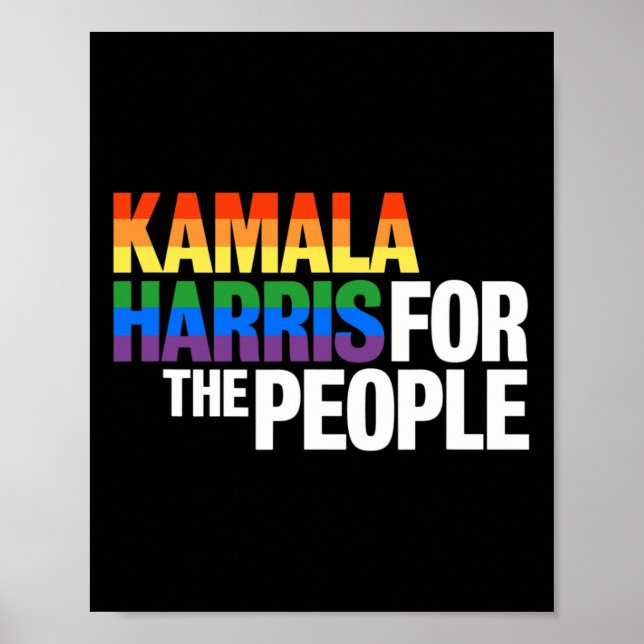Harris For President Lgbt Gay Pride Rainbow  Poster (Front)