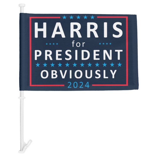 Harris for President OBVIOUSLY 2024 Presidential  Car Flag (Front)
