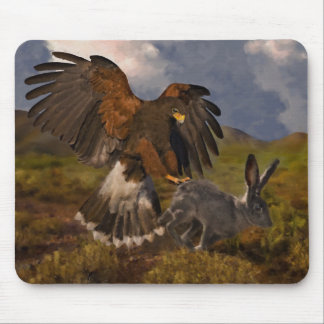 Harris Hawk and Jackrabbit - acrylic Mouse Pad