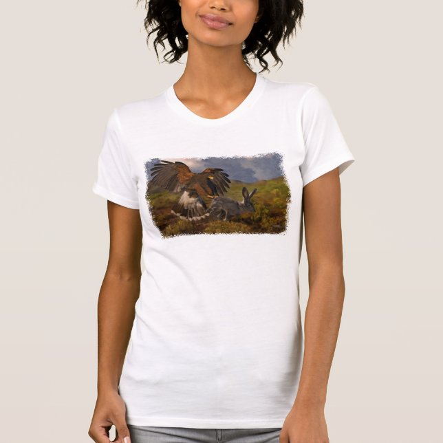 Harris Hawk and Jackrabbit - acrylic T-Shirt (Front)