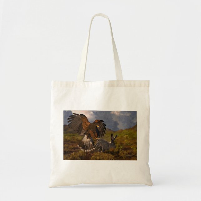 Harris Hawk and Jackrabbit - acrylic Tote Bag (Front)