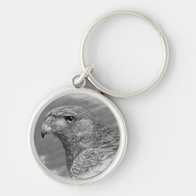 Harris Hawk Drawing Keychain (Front)