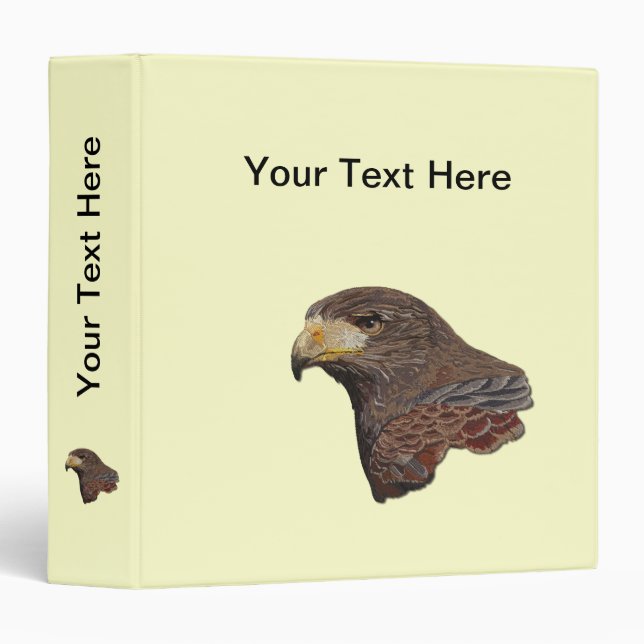 Harris Hawk Faux Embroidery 3 Ring Binder (Front/Spine)