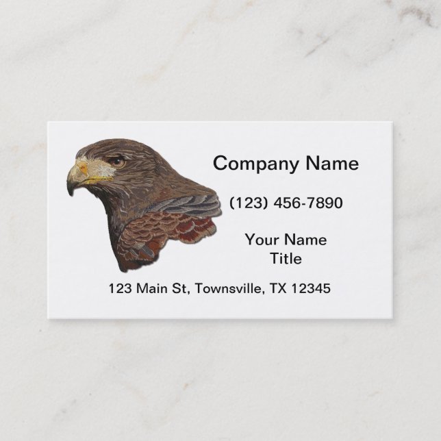 Harris Hawk Faux Embroidery Business Card (Front)