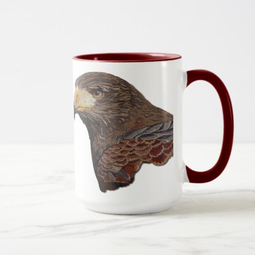 Harris Hawk Faux Embroidery Mug